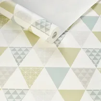 Comprar Papel De Parede Importado Tnt Triângulos Geométrico Verde 