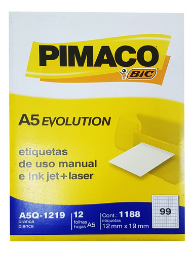 Etiquetas 99 Pimaco 12 X 19 Papel A5 Adesiva Ink-jet/lase