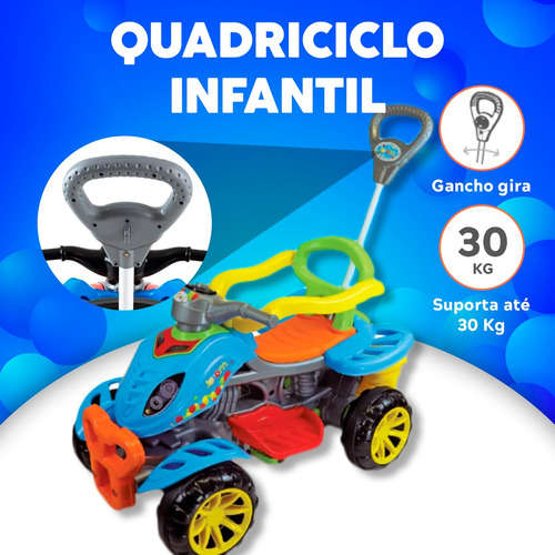 Carrinho De Passeio Infantil Empurrador Pedal Quadriciclo