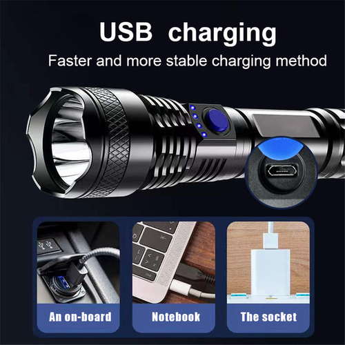 Linterna Usb Recargable 300 Min Luz Fuerte 3 Modos