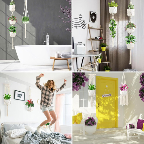 Colgadores De Macrame Para Plantas, Paquete De 6 Macetas ...