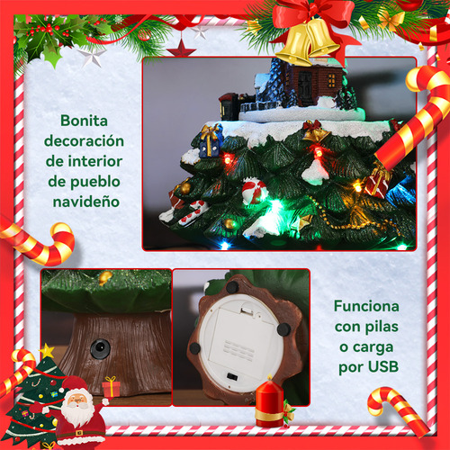 Árbol Navidad De Mesa Para Hogar Con Luces Y Música 41cm
