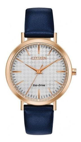 Citizen Ltr Pink Gold White Dial Em0763-07a Color de la correa Azul Color del bisel Oro Color del fondo Plata