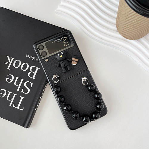 Para Samsung Z Flip 4 3 Funda Oso Café Con Pulsera