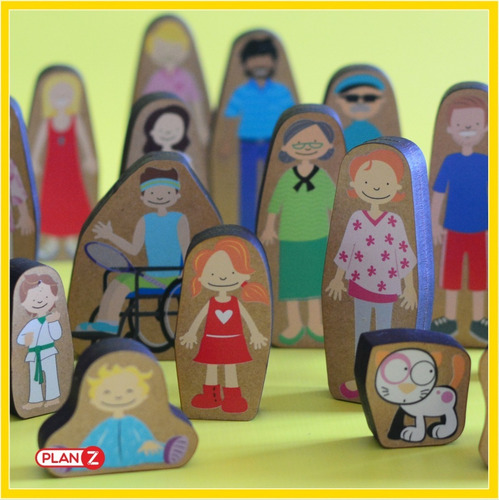 Imagen 4 de 10 de Muñecos Madera Familia Figuras Juegos Didacticos Niños