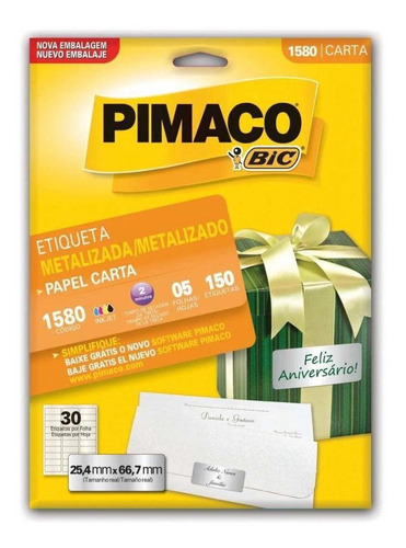 Etiqueta Pimaco Carta Metalizadas 1585 Com 5 Unidades