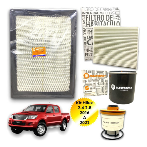 Kit 4 Filtros Completo Toyota Hilux 2016 A 2022 2.4 2.8 Nuev