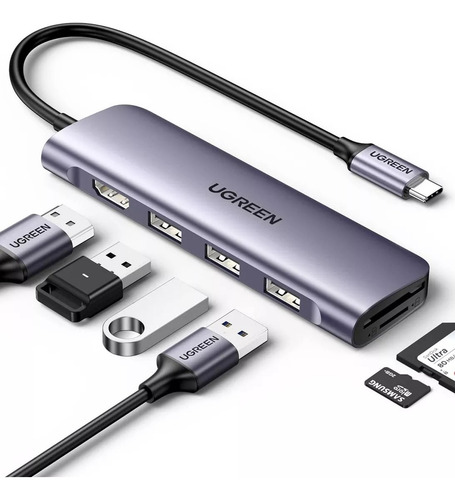 Hub Adaptador Multifuncional 6 En 1 Ugreen Para Usb-c 20956a