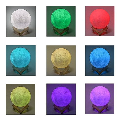 Lampara Luna Luz De Noche Led Decoracion De Tocador Estructura Marrón Claro