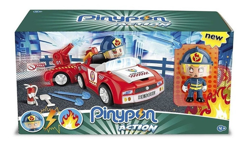 Pinypon Action Fig + Auto + Carro Bombero Int 14610 Pin&pon
