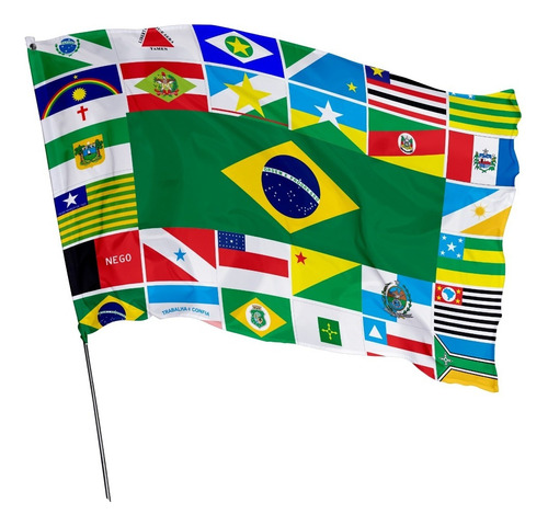 Kit 27 Bandeira Estados Brasileiros 1,50m X 90cm Cor