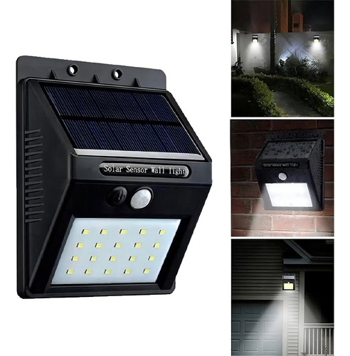Luminária Solar Luz Led Arandela Parede Com Sensor Presença