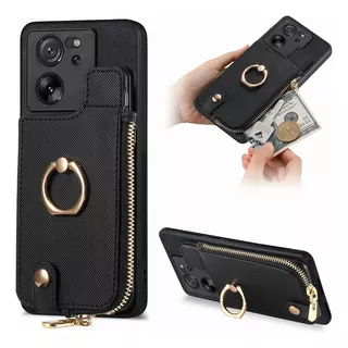 Capa Zipper Cards Solt Leather Wallet Ring Holder Para Xiaom