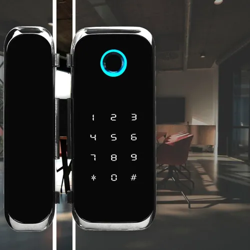 Cerradura Electrónica Puerta Vidrio Blindex - App Huella E15