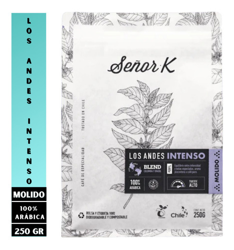 Cafe Molido Blend Los Andes Intenso Señor K - 250g