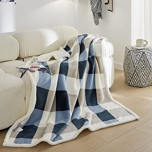 Sherpa Fleece Throw Blanket 50  X 60  Reversible Plush ...