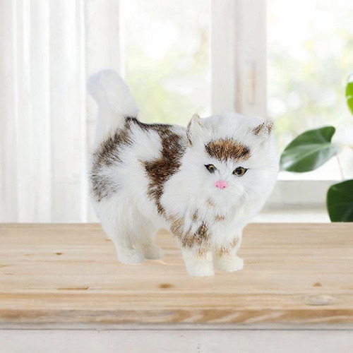 Simulación Gato Estatuilla Gato Felpa Juguete Lindo Marrón