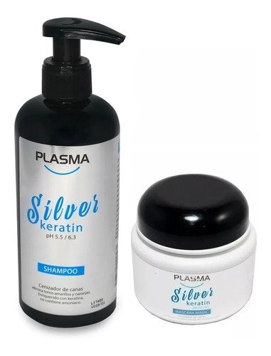 Shampoo Y Mascara Matizador Silver Keratina Plasma 