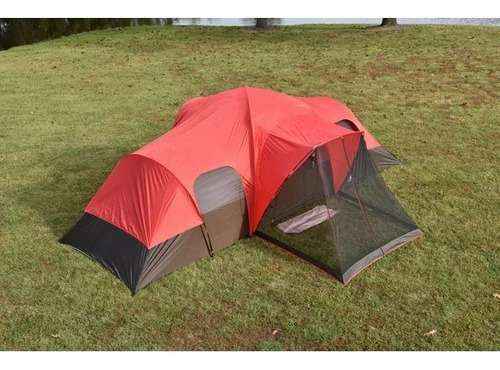 Casa De Campaña Ozark Tienda Acampar 10 Pers. 3 Cuartos Roja Color Rojo/negro