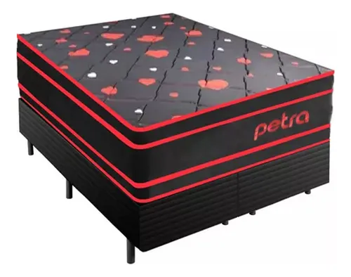 Sommier Somier Colchón Queen Plaza 30 Cm 150 Kg Reversible Ltc Color Negro/rojo