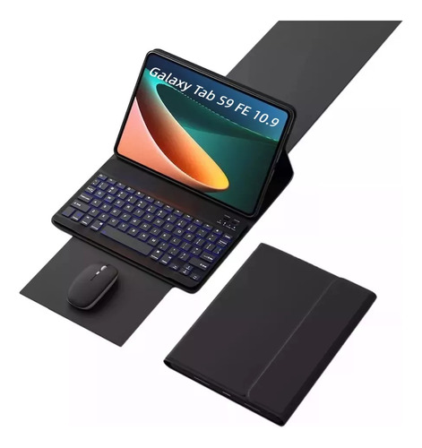 Funda De Teclado Y Ratón Iluminada Para Galaxy Tab S9 Fe 10.