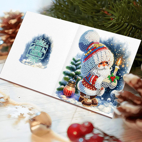 Tarjetas De Navidad Pintadas Con Diamantes De Imitación, 12