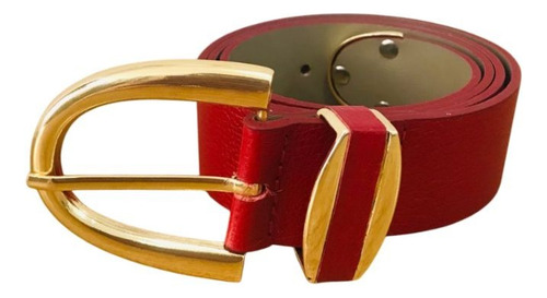 Cinto Feminino Camarim Em Couro Com Fivela Metal Padrão Vermelho Liso G