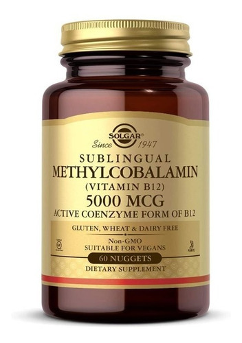 Metilcobalamina Vitamina B12 5000mcg Sublingual 60cap Solgar Sabor Neutro