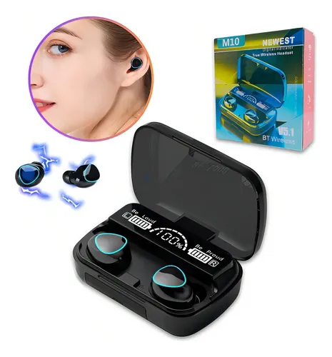 Fone de Ouvido M10 TWS Bluetooth V5.3 com Microfone e Estojo LED