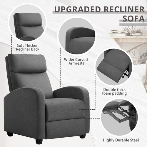 Silla Reclinable Ajustable Sofá Cine En Casa Gris Aurora