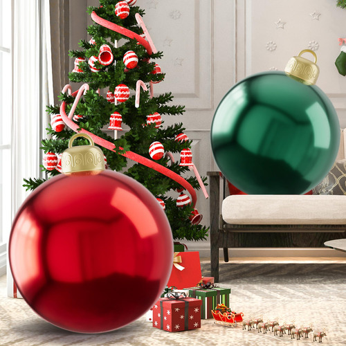 Bolas Inflables De Pvc Rojas De 61 Cm Para Decoración Navide