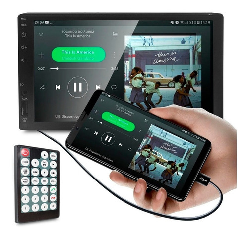 Central Multimidia Bluetooth Renegade 15 A 19 Moldura 7 Pol