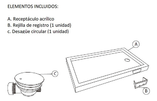 Receptáculo Acrilico Ducha C/registro Y Desague 140x70x14 Cm