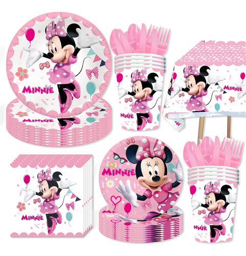 Suministros Fiesta Minnie Mouse Rosa 20 Invitados Mmg