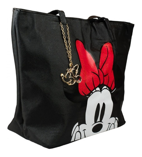 Bolsa Disney Minnie Pingente Dourado Original 16x32x46 Cm Cor Preto Cor da correia de ombro Preto