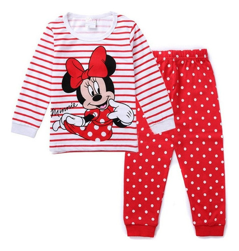 Ropa De Dormir De Manga Larga Minnie Para Niños Y Niñas 2 Pi