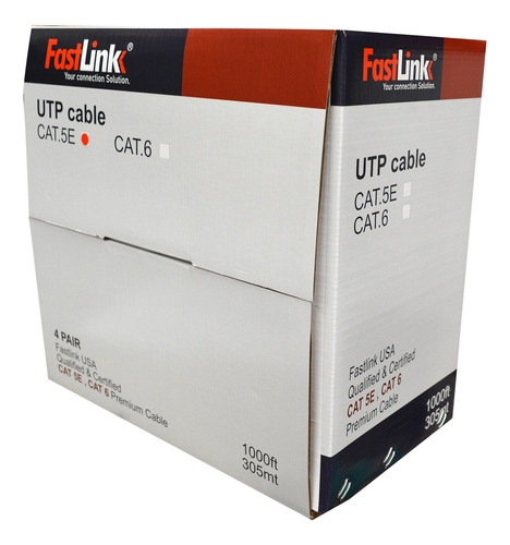 Cable Utp Cat-5e Unifilar 24awg Gris Fastlink            
