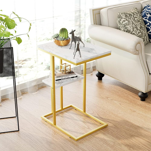 Mesa Auxiliar En Forma De C Easy Paws, Mesa Auxiliar De Sofá