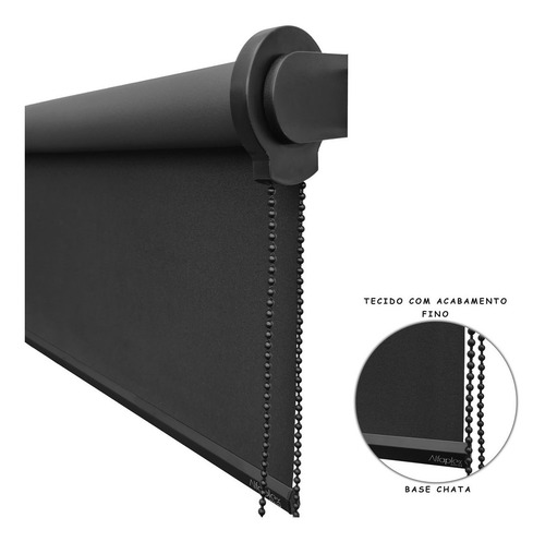 Cortina Persiana Rolô Rolon Blackout Preta 0,80l X 1,60a