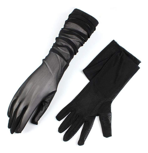 . (bk) Guantes De Fiesta De Noche Elásticos De Tul
