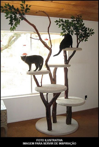 Monte Seu Kit Galho Grosso Natural Para Arvore De Gatos 1,5m