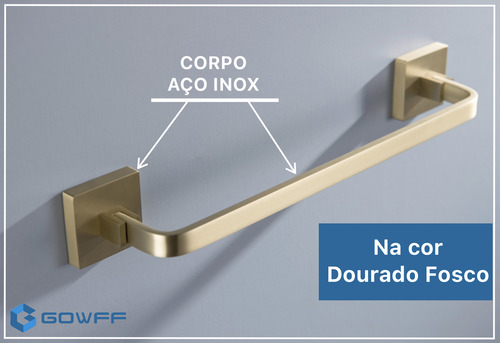 Kit Acessório Quadrado Aço Inox Dourado Fosco Ban 2 Peças
