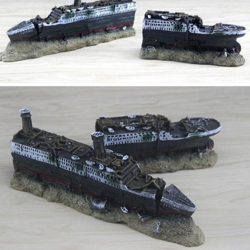 . Lazhu Fish Tank Paisajismo Barco Pirata Titanic