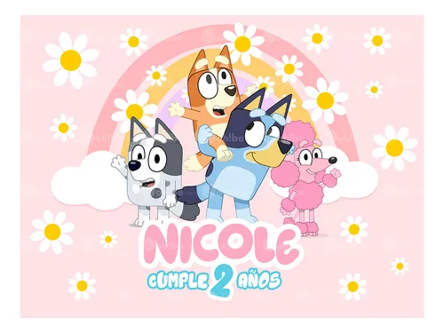 comprar Lona Fiesta Bluey Y Bingo Niña - Fondo Bluey Y Bingo  120x90 Modelo 1