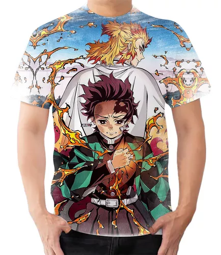 Camisa Camiseta Anime Kimetsu No Yaiba Hashira Fogo Rengoku