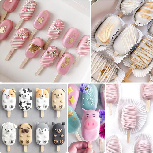 Moldes Silicona Palets Helado 4 Cavities, 50 Palos