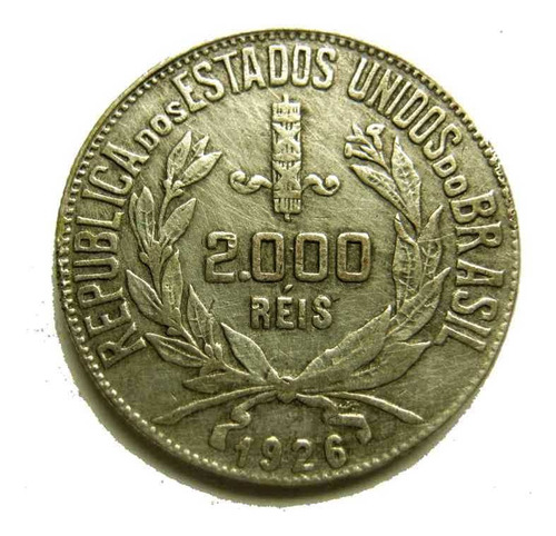 Estados Unidos Do Brasil Antigua 2000 Reis De Plata Muy Bien