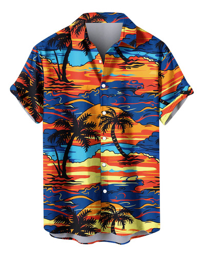 R Summer Fashion Casual Para Hombre Con Cuello Estampado Fes