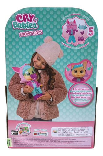 Imagen 3 de 6 de Muñeca Cry Babies Bebes Llorones Snowy Days Foxie