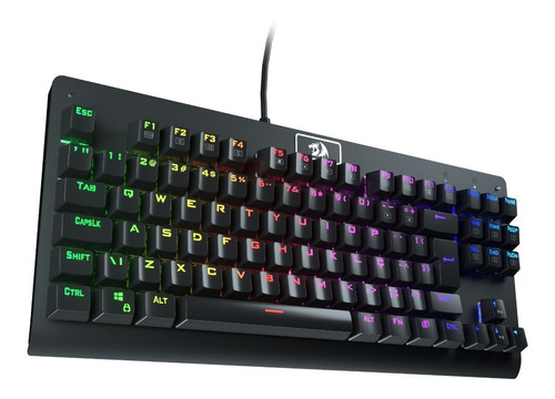Teclado gamer Redragon Dark Avenger K568 QWERTY Outemu Blue português Brasil cor preto com luz RGB
